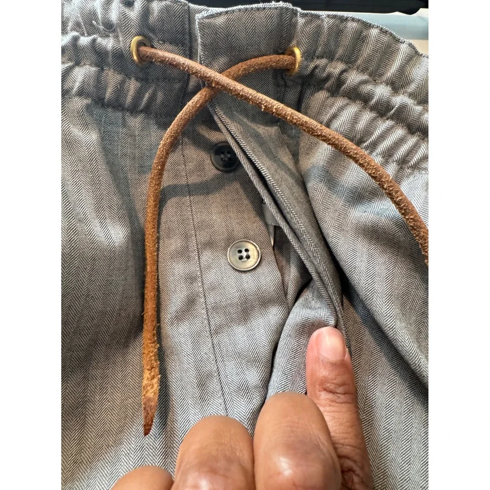 Michael Kors Womens Grey Herringbone Wool Wide Leg Trousers Made in Italy Size M